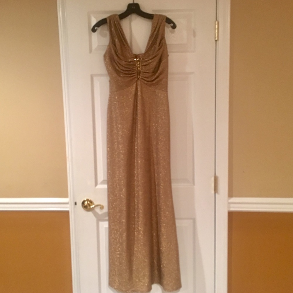 Gold David Meister Evening Gown